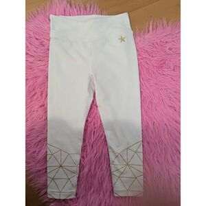 LEGGINGS ONLY Rebel Athletic White  Gold Athletic  Dance Cheer YM Youth Medium